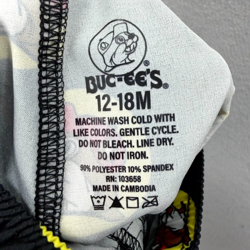 Buc-ee's Swim Trunks‎ Baby Boys 12-18M Black Red-Hatted Beaver Beach Drawstring